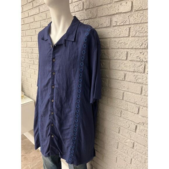 Oak Hill Men Tonal Big & Tall Short Sleeve Shirt Size 3XLT - Picture 4 of 8